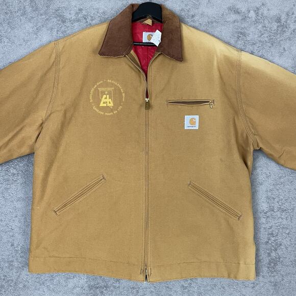 Carhartt Jacket 6QLJT Mens 48 TALL Tan Red Quilt Lined Corduroy